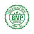© azad - Gmp certified good manufacturing practice seal stamp for quality assurance healthcare pharmaceutical industry vector