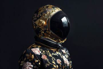 Wall Mural - Image of cosmonaut in a protective spacesuit made generative AI