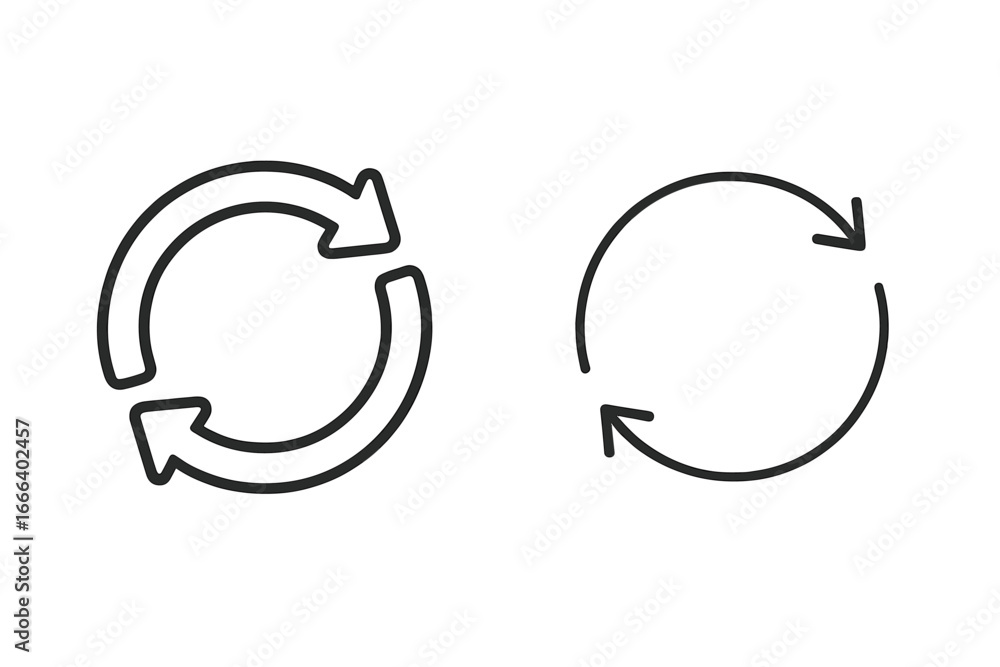 Circular arrow refresh icon set. Reload and recycle symbols for user ...
