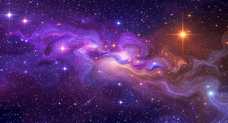 Wall Mural - Vibrant galaxy inspired abstract background with glowing stars futuristic cosmic art  