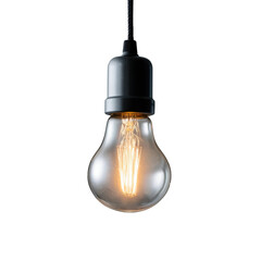 Illuminating light bulb minimalist design isolated on transparent background