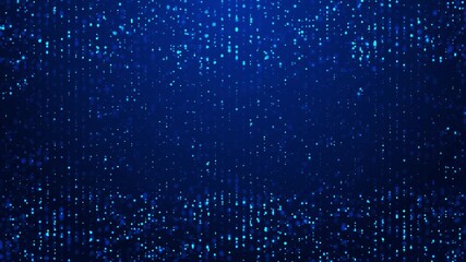 Wall Mural - animation of digital particles moving dark blue space. visual flow of data, motion of futuristic tec