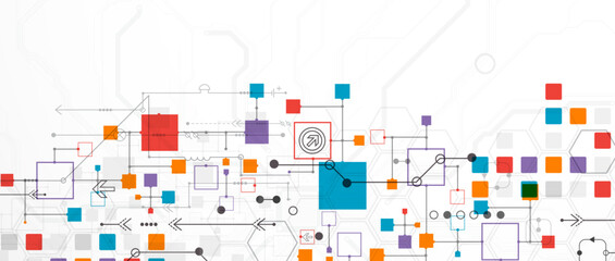Wall Mural - abstract technology concept. circuit board, high computer color background. vector illustration with