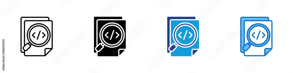 Code Review Multiple Style Icon Vector Design - Document with ...