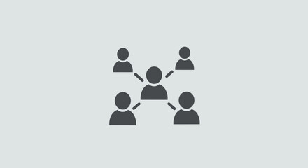 Minimalist network of connected people icons on light background