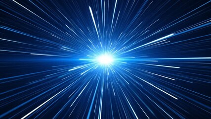 Dynamic Blue Light Streaks Converging with Motion Blur Creating a Futuristic Abstract Background for Technology and Speed Concepts