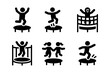 © ieps - Playful kids jumping on trampolines in minimalist silhouette design