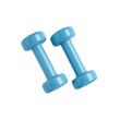 © Atick Tajwar Khan - Two light blue dumbbells isolated on a white background, in a flat lay arrangement.