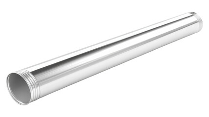 Metal tube lying flat on a smooth surface against an transparent background