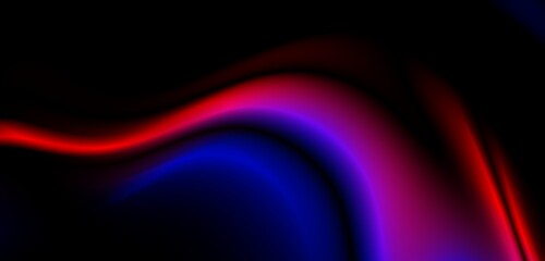 Wall Mural - Dark blue digital abstract background with ultraviolet neon glow, blurry light lines, waves