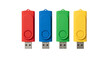 © Anusak - Four colorful USB flash drives in red blue green and yellow arranged