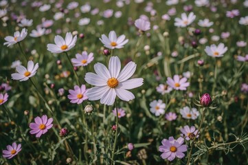 Wall Mural - Close-up view of a cosmos flower in a natural setting