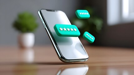 Wall Mural - smartphone with green notification icons on display