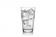 © The 2R Artificiality - Chilled sparkling water with ice cubes in a transparent glass on a white background
