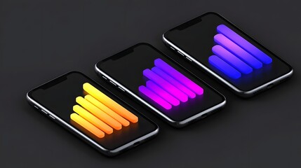 Wall Mural - vibrant gradient displays on modern smartphones
