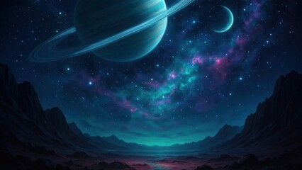 Wall Mural - majestic cosmic landscape with planets.