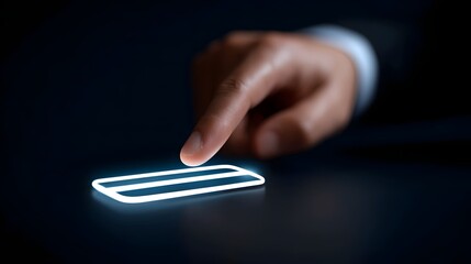 Human hand interacting with a digital device screen