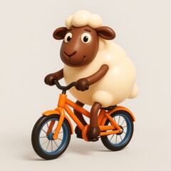 Wall Mural - playful sheep riding bicycle