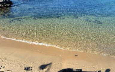 Wall Mural - Beach shore view with clear water clarity.