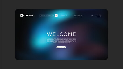 Modern website landing page design with vibrant gradient background and welcome message