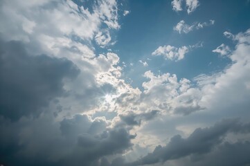 Wall Mural - overcast skies with clear blue horizon
