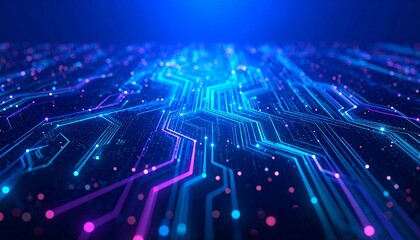 A computer chip with a blue and purple background