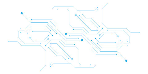Wall Mural - technology blue circuit diagram on white background. high-tech circuit board connection system.vecto