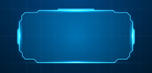 Digital screen or technology box blue light cyberpunk. Vector editable