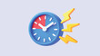 © Mushtaq - 3d clock icon with lightning bolts isolated on soft background, urgency and time management symbol for ui ux app interface design concept