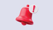 © Mushtaq - 3d red notification bell icon with alert exclamation mark isolated on light background, reminder symbol for ui ux app interface design