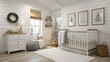 © kabir - Photoreal Southwest desert kids room in scandinavian design featuring north-facing daylight and warm white with gold trim palette