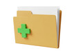© md - 3d rendering of a folder icon with a green medical cross symbol for health records and patient information transparent background