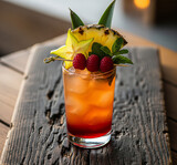 Refreshing tropical cocktail with passion fruit and pineapple, perfect for summer