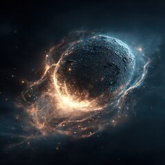 Wall Mural - glowing digital fingerprint scanned sphere with abstract light effects