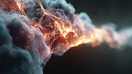Wall Mural - Abstract Visualization of Neural Network Data with Dynamic Energy