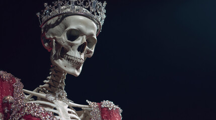 Wall Mural - a skeleton dressed in a glamorous ballroom gown with a tiara