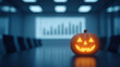 © Chaiwit - Halloween mystery primary, Halloween pumpkin glowing with mystery in primary office setting creating festive and intriguing atmosphere