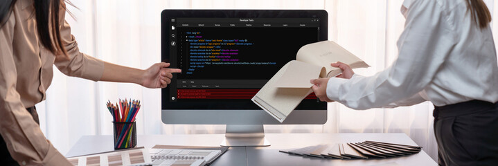 Software development programming on computer screen for brisk application and program coding