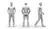 © With Manik - 3d male figure poses front back side full body studio