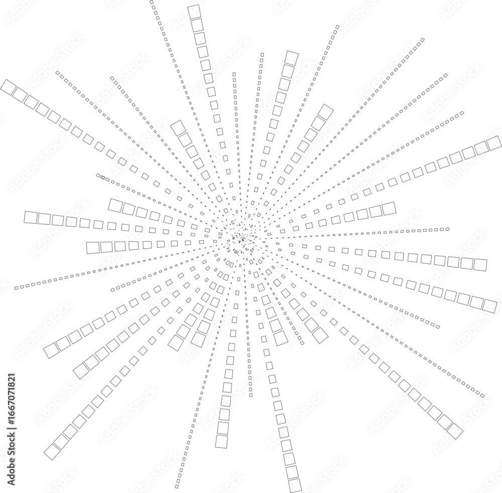 Outline circle with squared rays showing variations in line thickness ...