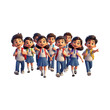 © Asifur Rahman - Group of happy cartoon children walking together isolated on transparent background