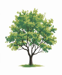 lush green deciduous tree with detailed foliage and branch structure on a