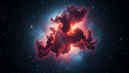 Wall Mural - Vast Cosmic Nebula Illuminated by Twinkling Stars in the Depths of Space