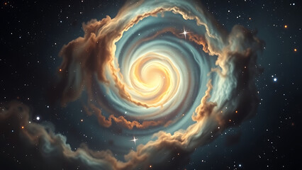 Wall Mural - Swirling Nebula in Cosmic Space Filled with Stars and Ethereal Light Effects