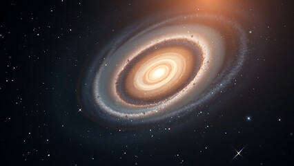 Wall Mural - Spiral Galaxy with Bright Core and Celestial Bodies