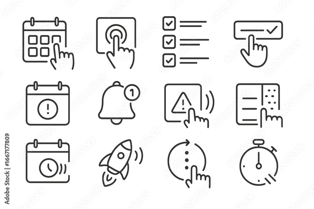 Tactile Task Bar Vector deadline line pulse haptic list priorities prompt task icon ui ...