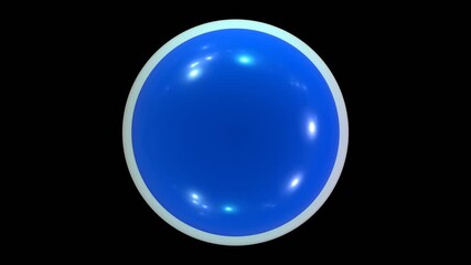 Wall Mural - blue glowing button rotate against black background