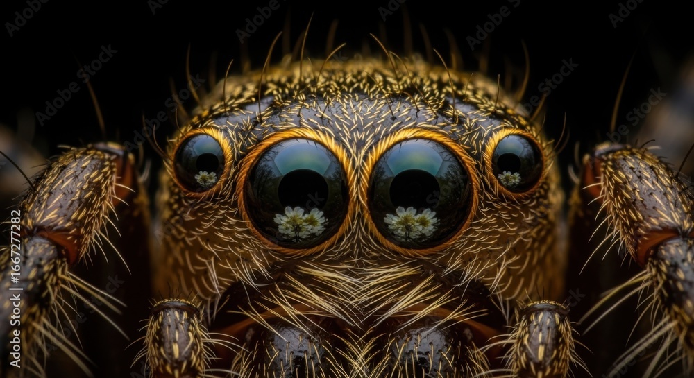 Extreme close up macro photograph of a jumping spider s face and eyes ...