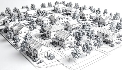 Suburban neighborhood blueprint design.