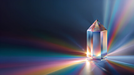 Wall Mural - transparent crystal prism glow with diamond light and sparkling flare, iridescent background shimmer and rainbow effect on fantasy abstract surface. Stock Illustration
